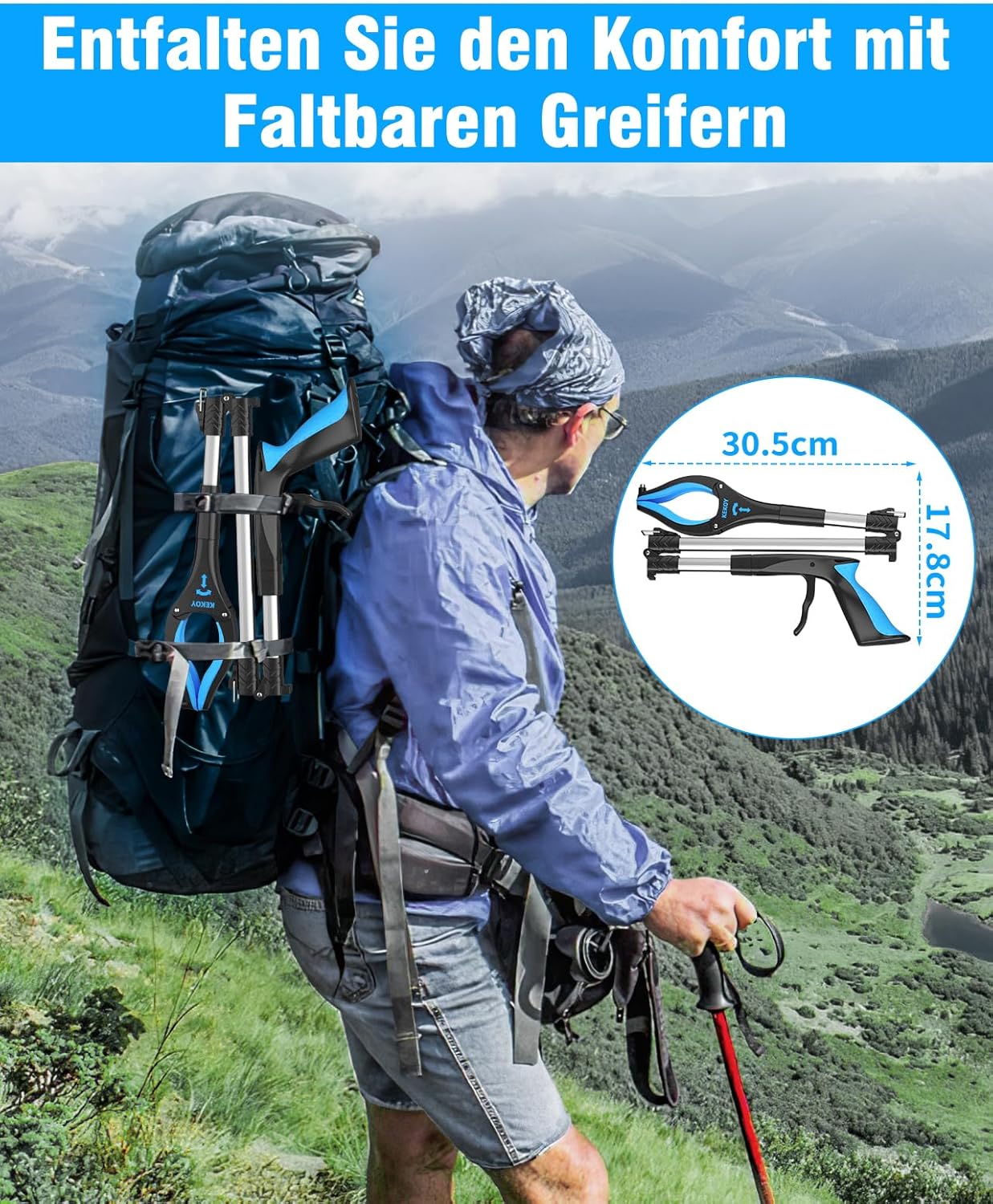 Kekoy Greifzange für Senioren (91cm) – Faltbare Greifhilfe – Bild 5