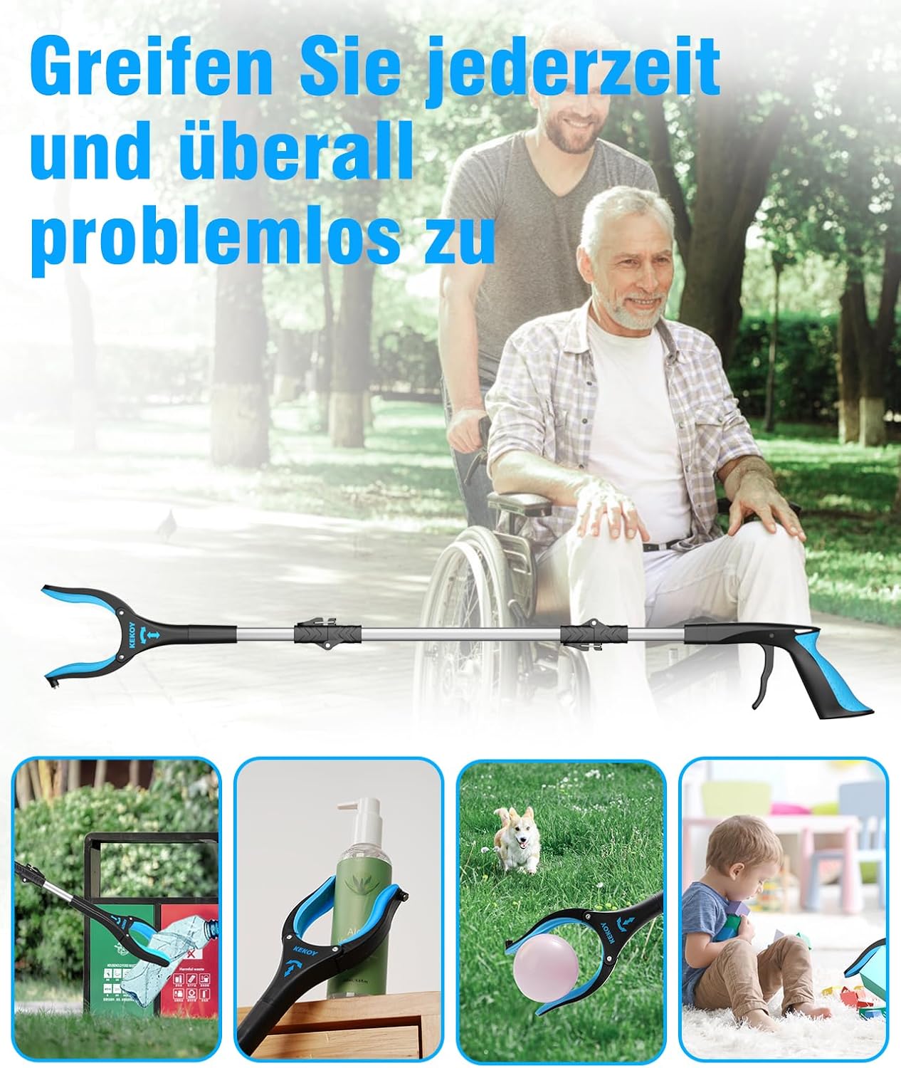 Kekoy Greifzange für Senioren (91cm) – Faltbare Greifhilfe – Bild 2